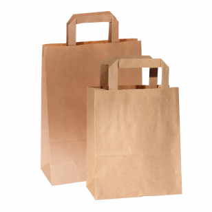 Paper bags, flat handles, brown
